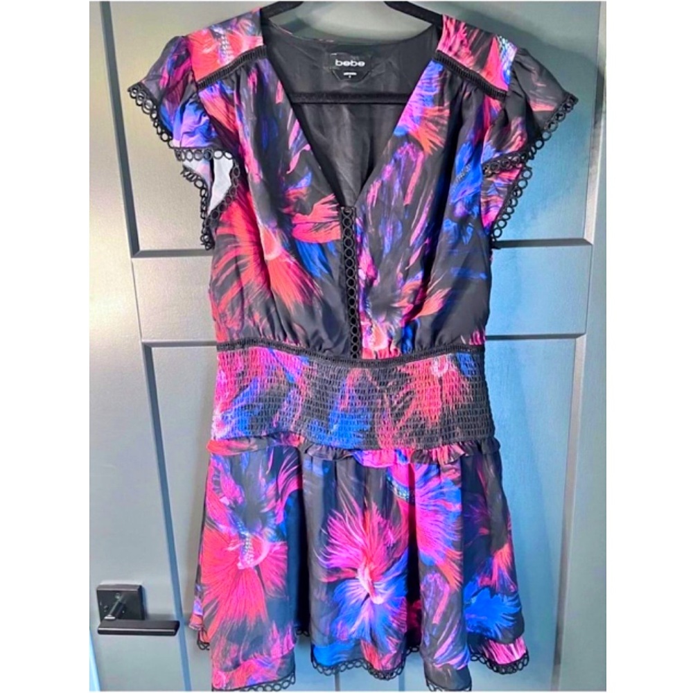Bebe Ruffled Smock Waist Dress - Picture 3 of 7